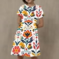 thumbnail image 2 of GERsome Summer Dresses for Girls Cute Floral Print Crewneck T-shirt Dresses Loose Short Sleeve Beach Party Sundress Size 4-14 Years, 2 of 5