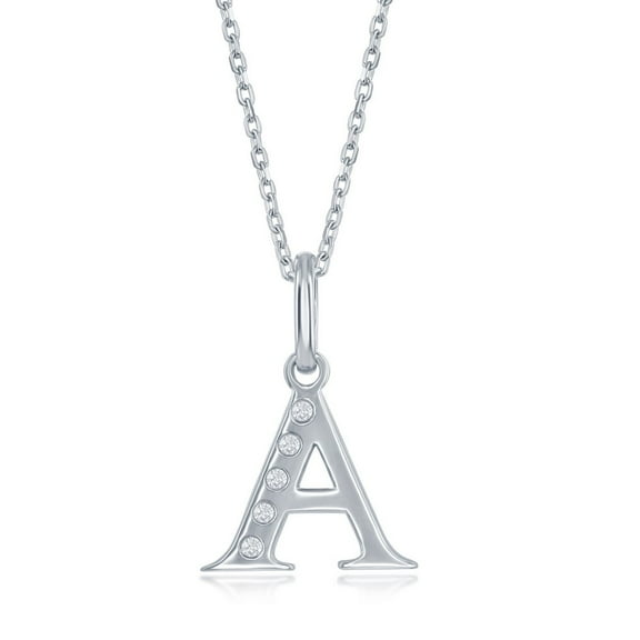 Personalized Initial 0.03cttw Diamond Sterling Silver with 16 2’’ Chain Italian Necklace Jewelry for Women or Teens