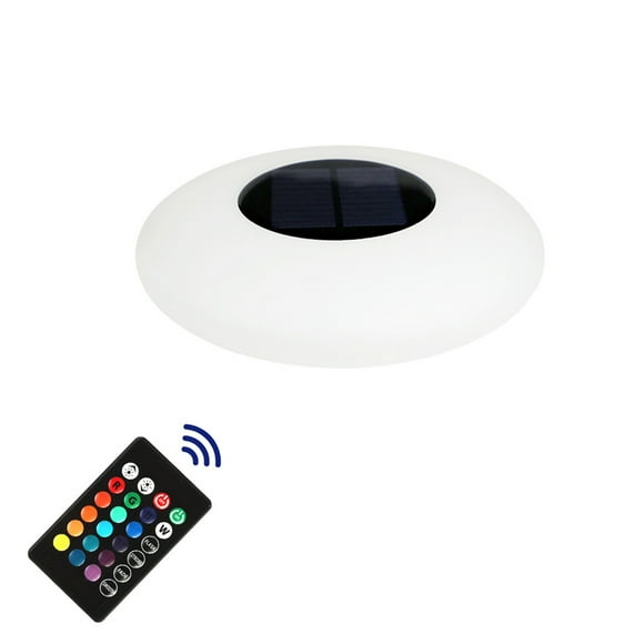 Graflsoa Solar-Powered Floating Pool Light with 16 Colors, 4 Modes, 8 Brightness Levels, IP67 Waterproof, Remote Control, Large Size 32x32x6.7cm, Built-in Lithium Battery