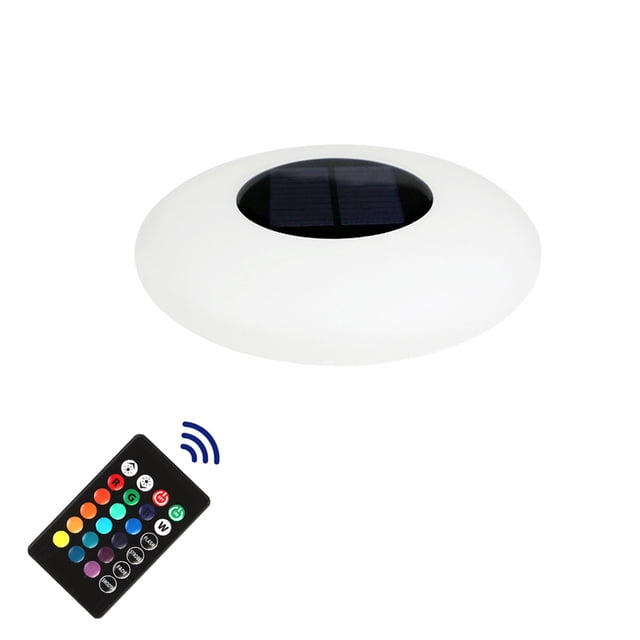 Graflsoa Solar-Powered Floating Pool Light with 16 Colors, 4 Modes, 8 Brightness Levels, IP67 Waterproof, Remote Control, Large Size 32x32x6.7cm, Built-in Lithium Battery