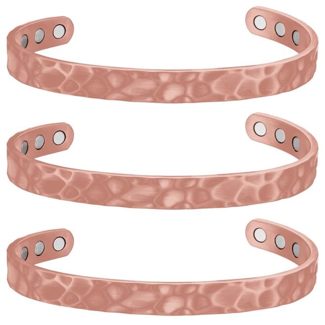 Pulsera de Terapia magnética CooperWavs 3Pzas 15-18cm 8mm Cobre Texturizado Color: Cobre.