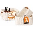 thumbnail image 1 of Storage Basket, Recycled Paper Rope Basket Organizer, 3Pcs Small Baskets for Organizing, Mini wicker Basket for Decorative Storage Bins, Shelves, Cabinet - Brown,White, 1 of 2