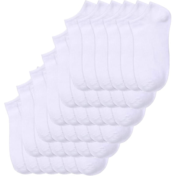 36 Pairs - Women's Socks - Ankle Cut, Low Cut, No Show, Footie, Casual Girls (White, Size 9-11)