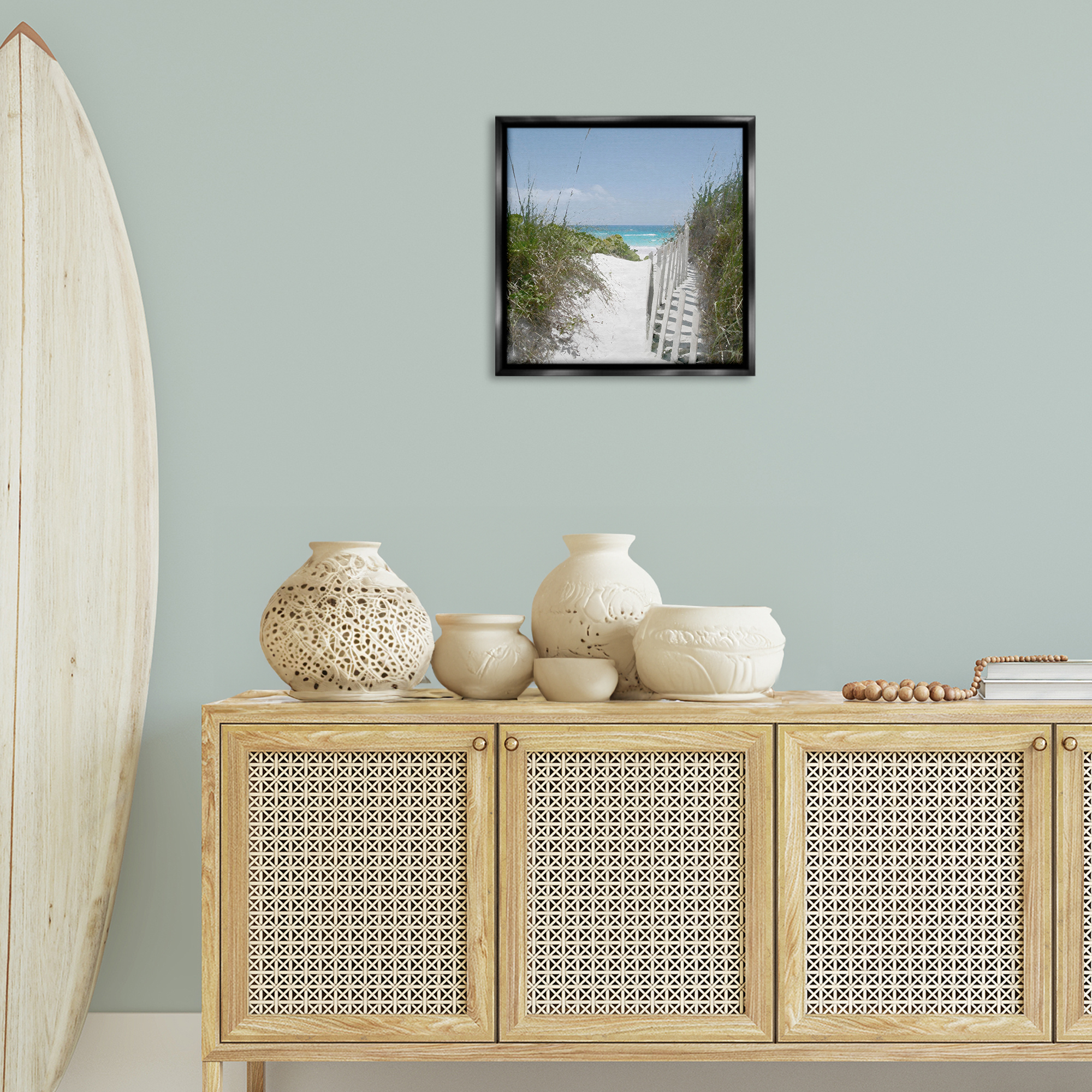 Stupell Industries To The Sea Landscape Coastal Photography Black Floater Framed Canvas Art Print Wall Art, 18 x 18