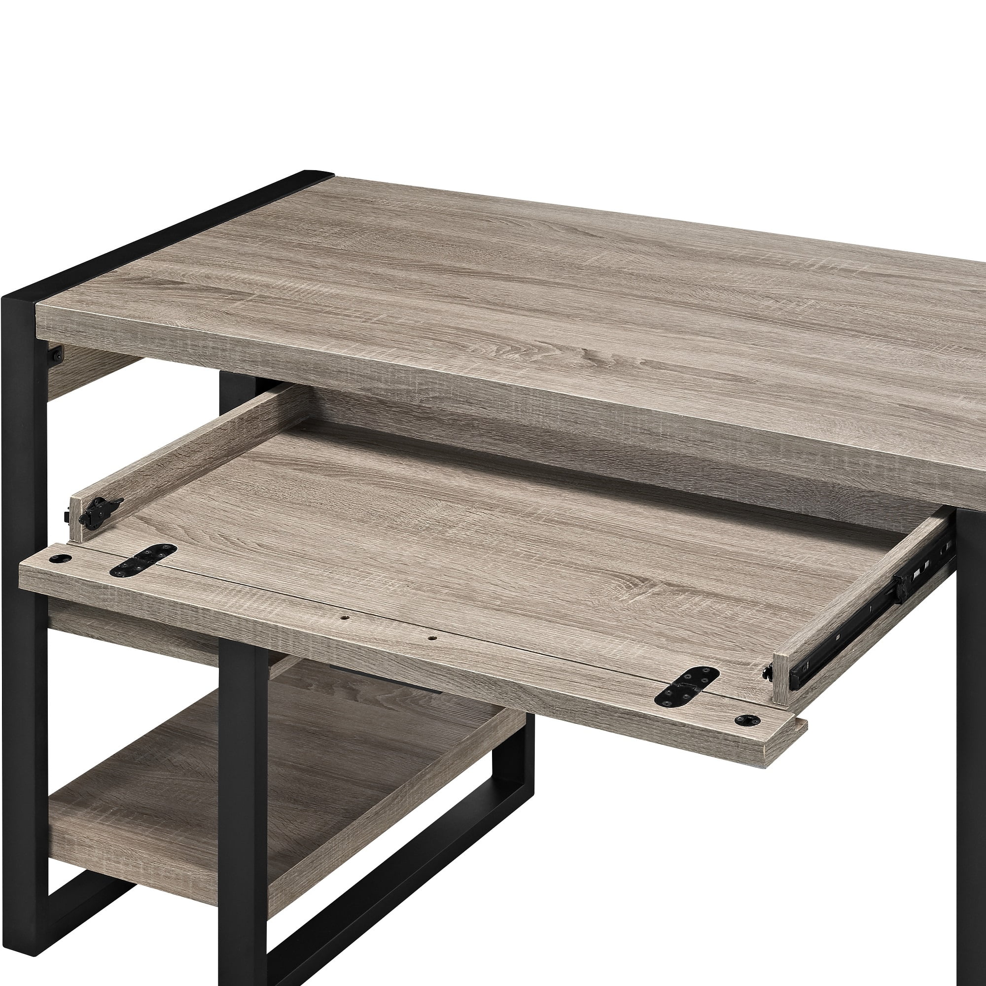 Walker Edison Industrial 4-Shelf Computer Desk with USB Port, Driftwood