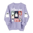 thumbnail image 6 of Spooky Season Sweatshirt Womens Ghost Graphic Pullover Crew Neck Long Sleeve Loose Fit Casual Fall Tops Ribbed Cuffs and Hem Cute Halloween Long Sleeve Sweatshirt, 6 of 7
