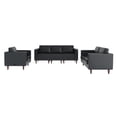 thumbnail image 2 of Flash Furniture 3 Piece Black LeatherSoft Reception Set, 8 AC Outlets/4 USB/4 USB-C Ports and Solid Walnut Wood Legs with Adjustable Floor Glides, 2 of 14