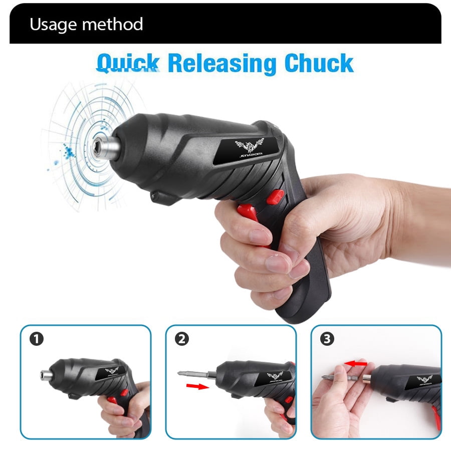 JENABOM 26 in 1 Electric Screwdriver Cordless Rechargeable  Set 3.6V Li-ion 3.5Nm Max Torque  Rotatable with LED Light Screwdriver for Home Office DIY  (Black)