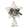 thumbnail image 2 of Natural Christmas Tree Topper Star with Pinecones and Red Berries - 3D Hollow Star Tree Topper with Pine Needles and Bowknot for Xmas Tree Festive Indoor Decorations and Holiday Party, 2 of 8