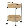 thumbnail image 2 of Weston Home Rovinj 18" H 2-Tier Rattan Baskets Serving Cart with Black Metal Frame on Wheels, 2 of 6