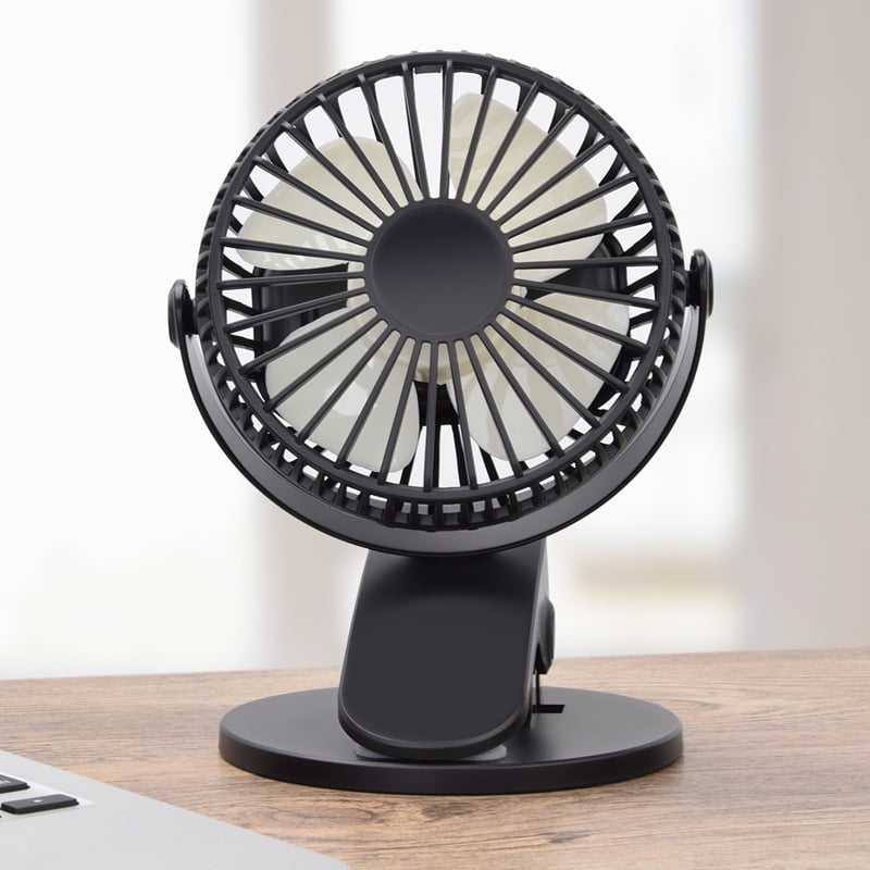 Wallfire Portable USB Desk Fan Rechargeable Desktop Oscillating Fan Cooling Fan with Adjustable Head 2 Speeds Small Quiet Personal Table Fan with Strong Wind for Home Office Travel Black