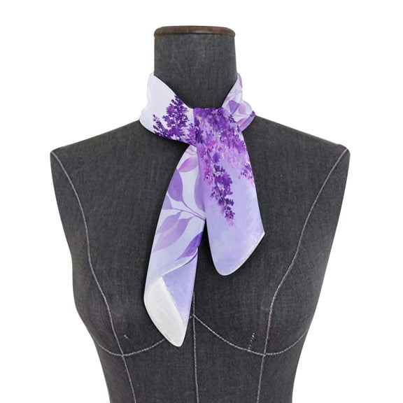 Square Scarf 24x24 Inch Watercolor Lavender Clip Art Silky Satin Sun Protection Neck Scarf for Women Multi-Purpose Head Wrap Bandana for Hair Bag Decoration