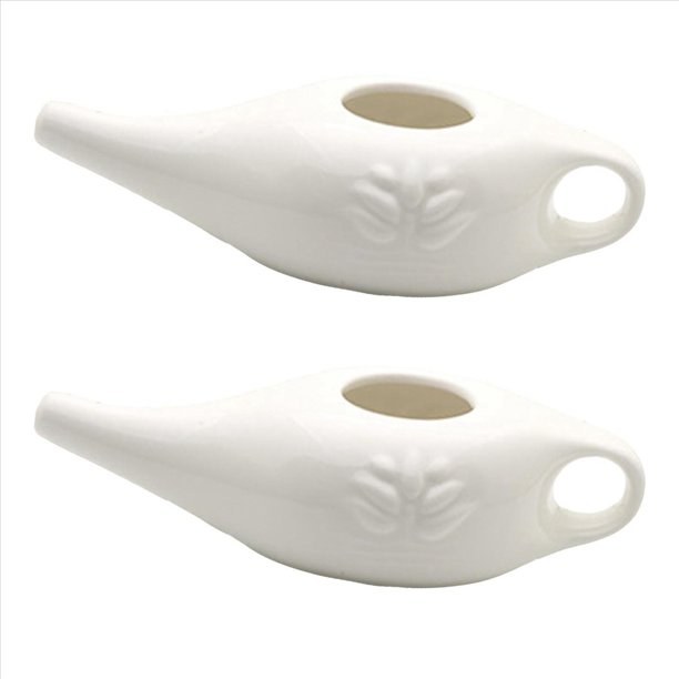 2X Olla Neti de Cerámica de 250 Ml, Olla para Limpieza de Nariz, Duradera, Una Prueba de Fugas, para Enjuague Nasal, Lavado de Nariz, Hombres Y Mujeres,