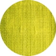 thumbnail image 1 of Ahgly Company Machine Washable Indoor Round Abstract Yellow Contemporary Area Rugs, 8' Round, 1 of 4