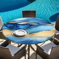 thumbnail image 5 of Blue Golden Ombre Marble Round Tablecloth 36-44 Inch Round Fitted Table Cloth with Elastic Edge, Modern Abstract Ink Painted Waterproof Table Cover Protector for Outdoor Picnic Party Dining, 5 of 6