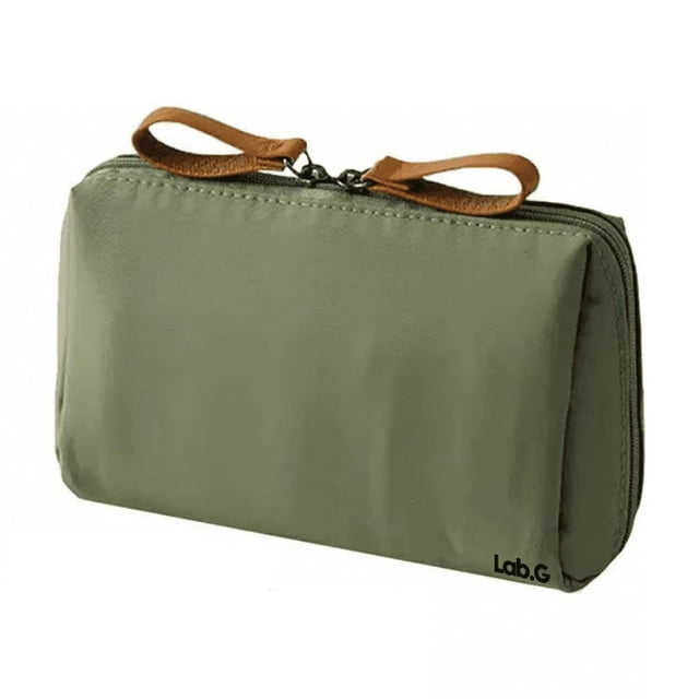 Bolsa De Maquillaje De Viaje Para Mujer Con Compartimentos Lab.G, Verde olivo
