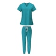 thumbnail image 4 of Conjunto de uniforme médico femenino, ropa de trabajo con bolsillos, top y pantalones cómodos profesionales. XL, 4 of 9