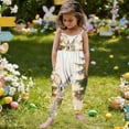 thumbnail image 5 of ITSAME Easter Toddler Girls Jumpsuit, Sleeveless Spaghetti Strap Cute Bunny Print Holiday Fashion Romper Beige 4T, 5 of 7