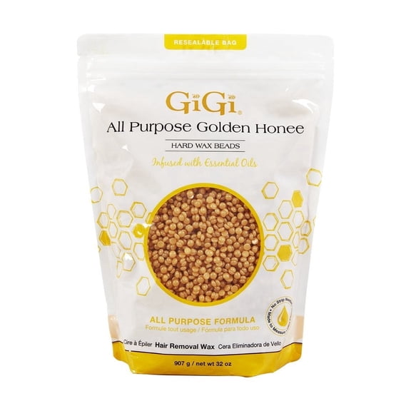 GiGi All Purpose Golden Honee Hard Wax Beads Waxing Kit for Women, 32 oz Refill Bag