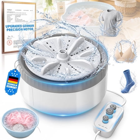 USB Portable Washing Machine | for Clothes & Dishes, Travel, Dorms, RVs 3.0【Smart Control System】【Dual-Direction Turbo】Ultrasonic Sink Washing Machine