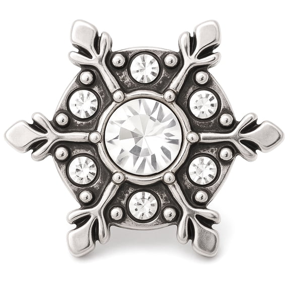 Silver Snowflake Christmas Snap Jewelry Ginger Charm Button, For Interchangeable DIY Customizable Accessories
