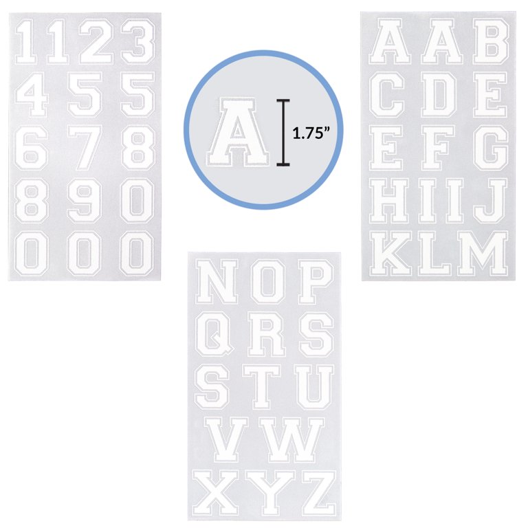 Iron on Letters & Numbers 1.75-Inch White Transfer for Clothing (White - 3  Sheet)