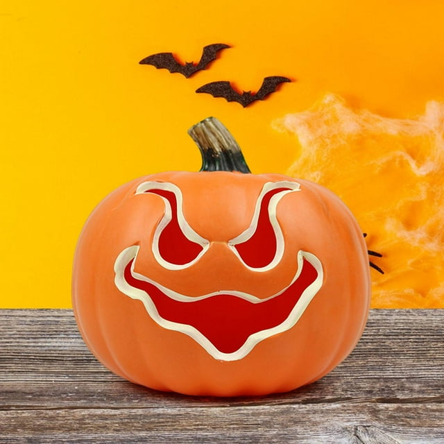 Adorno de linterna de calabaza para Halloween modelo de calabazas falsas de mesa BLESIY Naranja BLESIY Luz de calabaza de Halloween