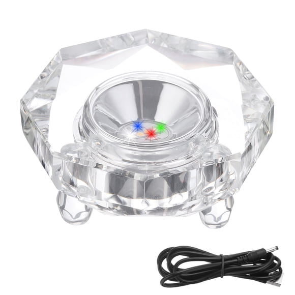 Base de luz LED de cristal Uxcell, pedestal de exhibición de 2.99" de diámetro, base con cable que cambia, clara