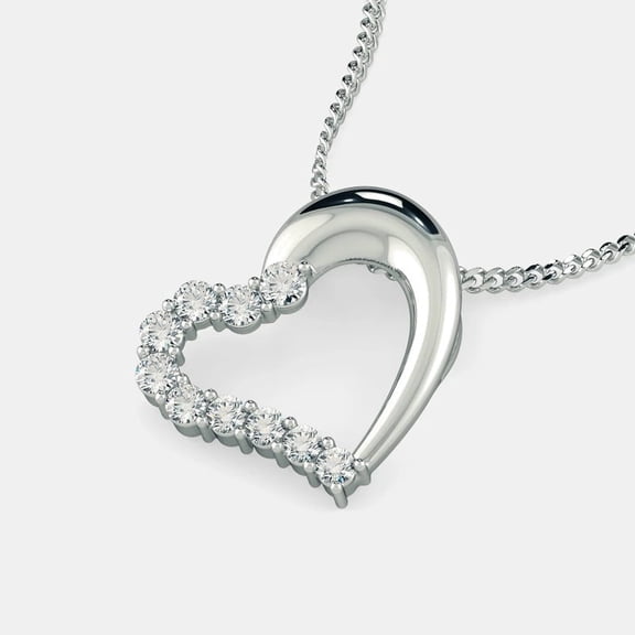 Zuwelria 0.30 Carat Stunning Heart Shape Moissanite Diamond Pendant Neckalce for women in 18K White Gold Plated Over S925 Real Silver Necklaces