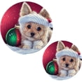 thumbnail image 2 of SKYSONIC Christmas Dog Santa Pot Holders Trivets, 2 Pcs Heat Resistant Trivets,Winter Puppy Cute Cotton Thread Weave Mats for Hot Pads Pans Pot Bowl Teapot for Kitchen Decor, 2 of 7