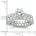 thumbnail image 3 of 925 Sterling Silver Polished Cubic Zirconia 2 Piece Wedding Set Ring Size 8 Wedding Ring Set for Women, 3 of 4