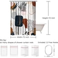 thumbnail image 6 of Abstract Shower Curtain Boho Mid Century Navy Blue Gold Colorful Modern Geometric Leaves Plant Neutral Minimalist Bathroom Shower Curtains Fabric Waterproof with Hooks 72" x 72", 6 of 6