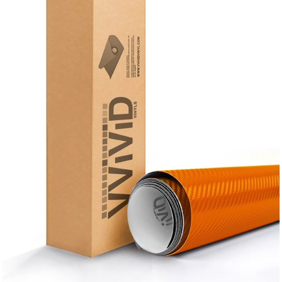 Orange 3D Carbon Fiber Vinyl Wrap Roll with VViViD XPO Air Release Technology - 1ft x 5ft