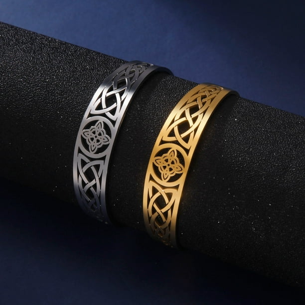 1pc Stainless Steel Witch Knot Cuff Bracelets Vintage Irish Knot Amulet Bangle Witchcraft Jewelry Gift For Women Men Party Favors