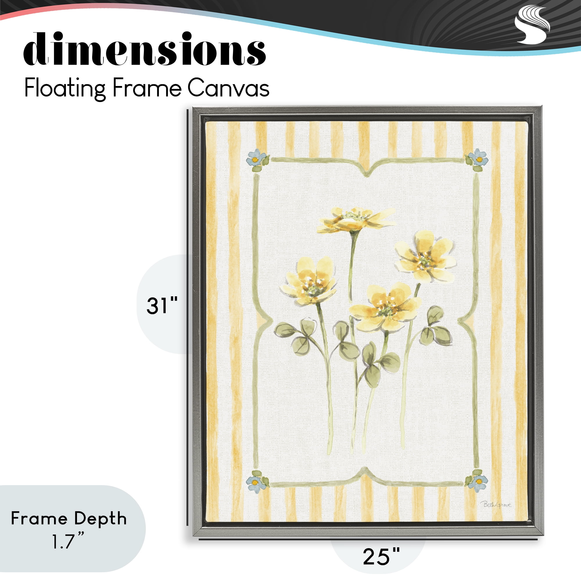 Stupell Industries Sweet Honey Florals Gray Framed Floater Canvas Wall Art, design by Beth Grove