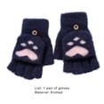 thumbnail image 5 of D-GROEE 1 Pair Plush Flip Cover Cartoon Cat Claw Mittens Winter Warm Fingerless Gloves Soft Half Finger Mittens Gloves for Women Girls, 5 of 8