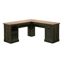 Pemberly Row Contemporary Engineered Wood L-Shaped Desk in Pebble Pine