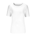thumbnail image 4 of ameIAEA Women's Short Sleeve T Shirts Casual Summer Basic Shirts Scoop Neck Slim Rib Knit Tee Tops, 4 of 4