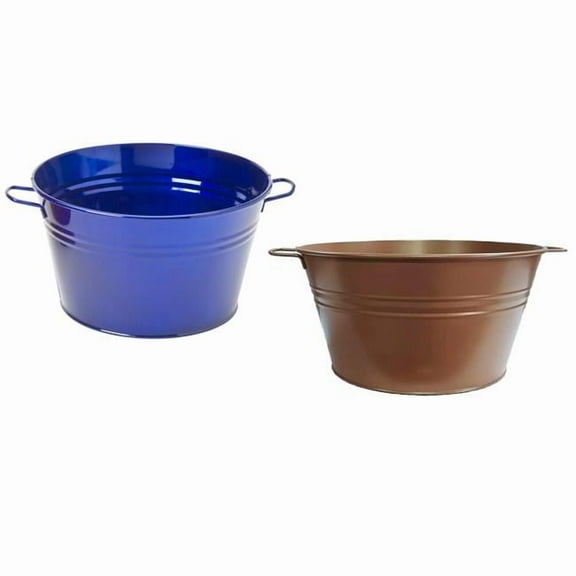Houston International Trading 6085E GB-GC S/2 6085E GB-GC S/2 Enameled Galvanized Steel Planter / Beverage Tub