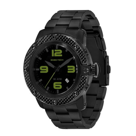 Glam Rock Men's Sobe Tech 50mm Black IP Steel Bracelet & Case Quartz Analog Watch GR33006