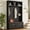Black, variant on Mintazer 76.6"H Entryway Hall Tree with Bench & 2 Storage Drawers, 4-in-1 Entryway Organizer with Open Hutch Cubbies & 6 Golden Hooks for Mudroom Hallway, Black