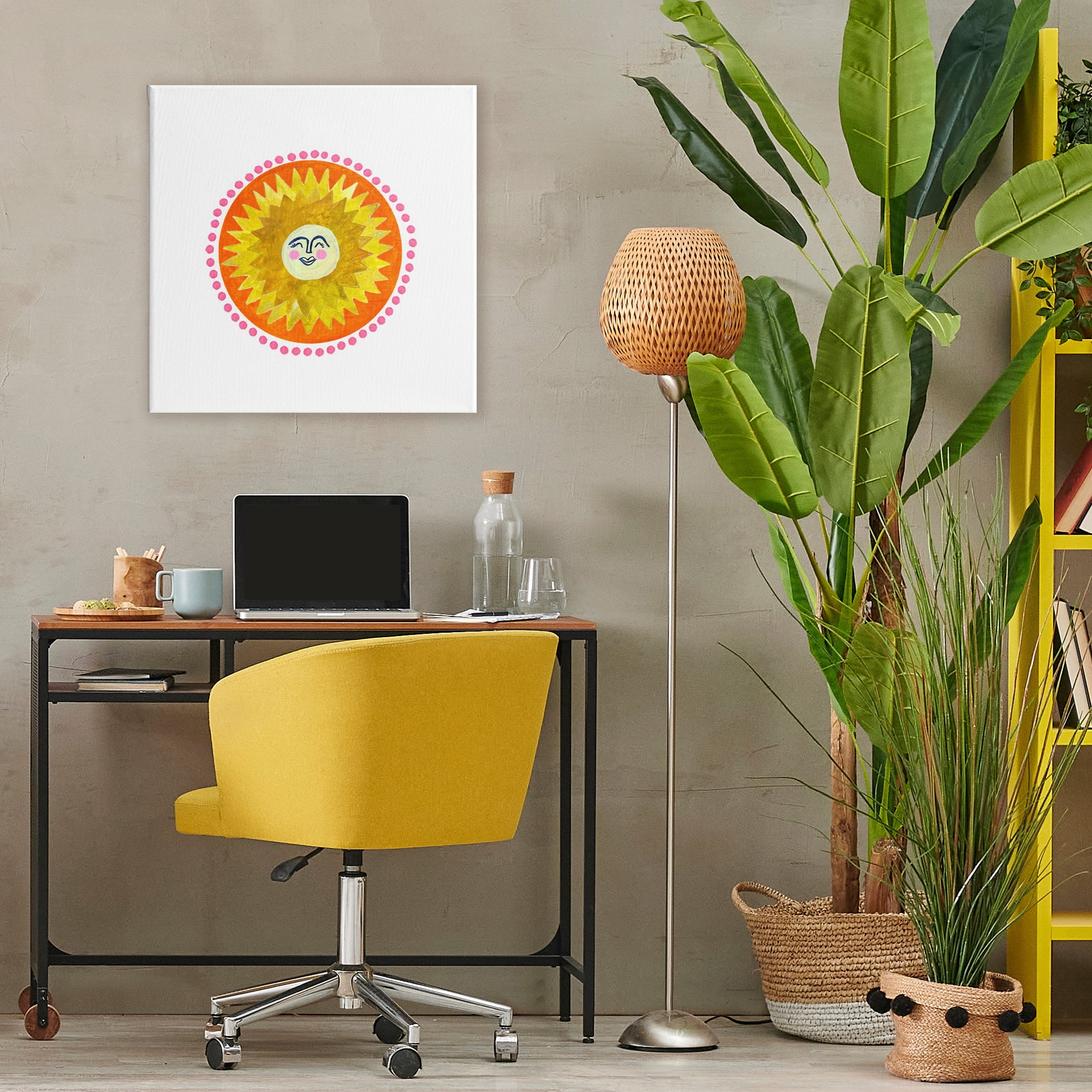 Stupell Industries Yellow & Orange Smiling Sun Canvas Wall Art, design by Katherine Herrell Studio