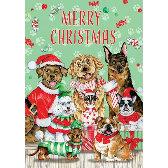 Christmas Dogs 4985 Decorative Flag