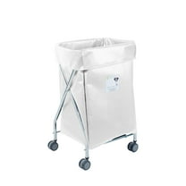R&B Wire Products Wide Collapsible Hamper with White Vinyl Bag, 6 Bushel Capacity