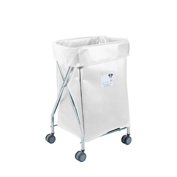 R&B Wire Products Wide Collapsible Hamper with White Vinyl Bag, 6 Bushel Capacity