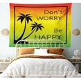 thumbnail image 5 of Rasta Tapestry, Dont Worry Be Happy Music Words of Iconic Singer Palms Ombre Colors, Fabric Wall Hanging Decor for Bedroom Living Room Dorm, 5 Sizes, Lime Green Yellow Black, by Ambesonne, 5 of 9