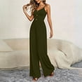 thumbnail image 6 of gakvbuo Summer Jumpsuits Overalls Romper Playsuit Suspender Trousers for Women's Fashion Solid Color Sling Shoulder Straps Are Adjustable Button Wide-Leg Pants Jumpsuit, 6 of 6