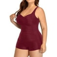 thumbnail image 3 of Aayomet Plus Size One Piece Swimsuits Bathing Suits Slimming V Neck Swimwear,Red XXL, 3 of 4