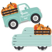 Big Dot of Happiness Happy Fall Truck - Shaped Fill-In Invitations - Harvest Pumpkin Party Invitation Cards with Envelopes - Set of 12