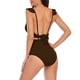 thumbnail image 5 of Bikini de Corte Alto de Mujer Bikinis sin Espalda Ajustables de Color Sólido, Traje de Baño Sexy Frenum Flounce con Almohadilla de Pecho, 5 of 5